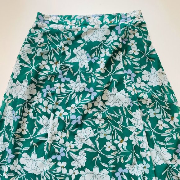 Ann Taylor Green A-Line Wrap Midi Skirt - Picture 2 of 6